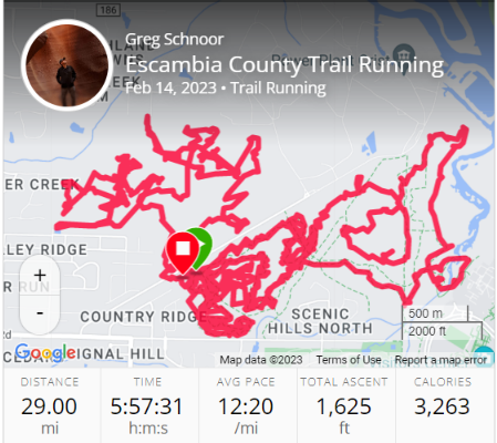 Marathon #89 at UWF Trails