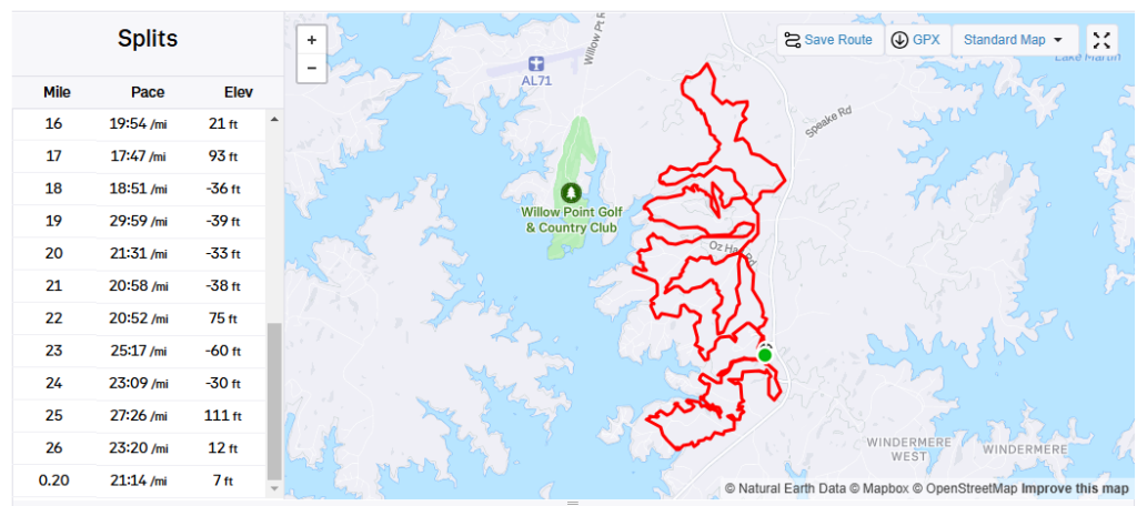 #101 -Pacing Mark P. at Lake Martin 50M