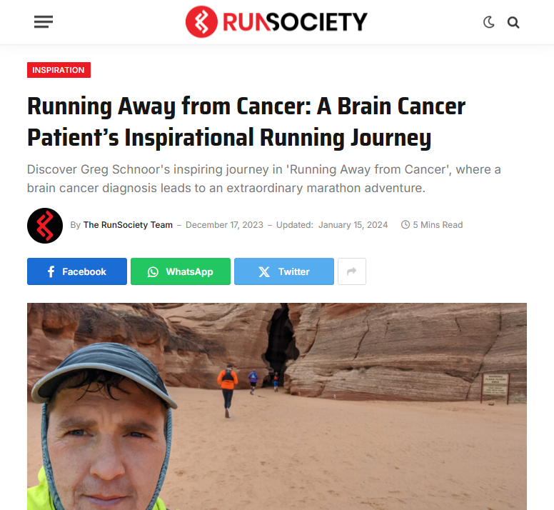running away from cancer - brain cancer book